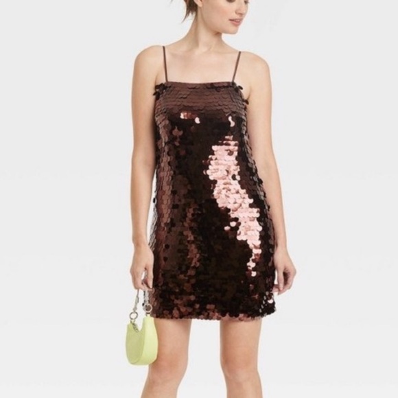a new day Dresses & Skirts - a new day Brown Sequin Mini Dress